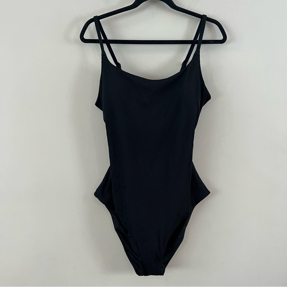 Aerie ribbed Black One Piece Swimsuit NWT size XL - Picture 2 of 8